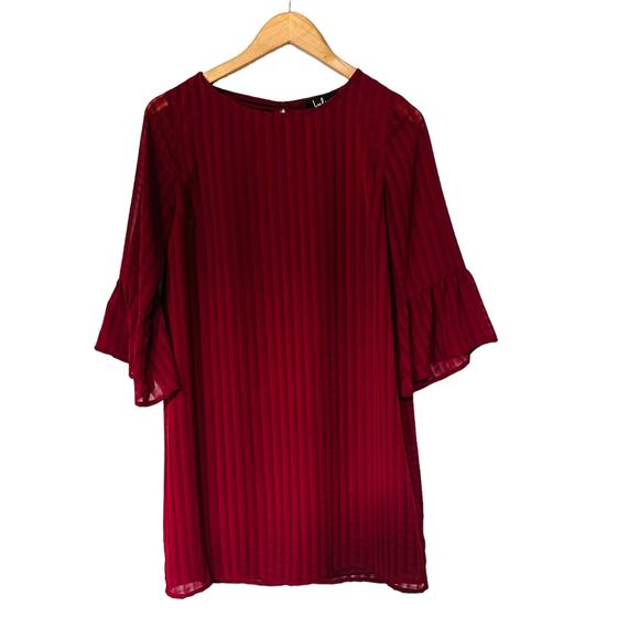 Lulus Better Than Ever Flounce Sleeve Shift Dress Size S Small NEW Wine Red - Picture 2 of 9